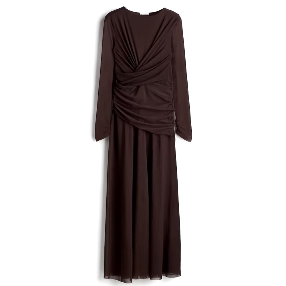 NWT DRAPED DRESS, Brown, size XXL